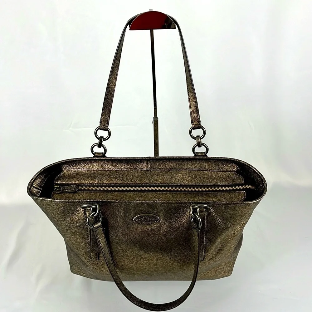 Coach Chicago Ellis Metallic Bronze Pebble Leather Large Tote Bag